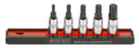 Bit socket set 1/4'', triple square on rail 5-pcs