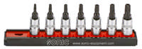 Bit socket set 1/4'', TX 5 lobes on rail 7-pcs