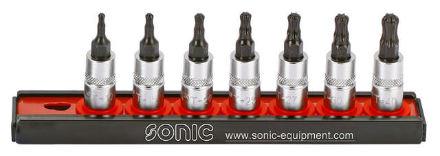 Bit socket set 1/4'', TX with ball end on rail 7-pcs