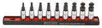 Bit socket set 1/4'', Hex with ball end on rail 9-pcs