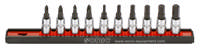 Bit socket set 1/4'', on rail 10-pcs