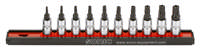 Bit socket set 1/4'', TX  tamperproof on rail 10-pcs