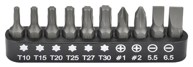 Bit set 1/4'', 10-pcs