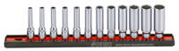 Deep socket set 1/4'', 12 pt. on rail 12pt.cs