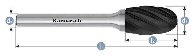 Karnasch HM Rotorfræser Blacktec Form E Ø16x25 HP7 ALU 6mm Skaft