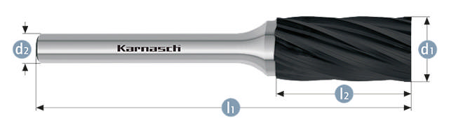 Karnasch HM Rotorfræser Blacktec Form A Ø6x18 HP7 ALU 6mm Skaft