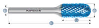 Karnasch HM Rotorfræser Bluetec Form C Ø8x20 HP3 6mm Skaft