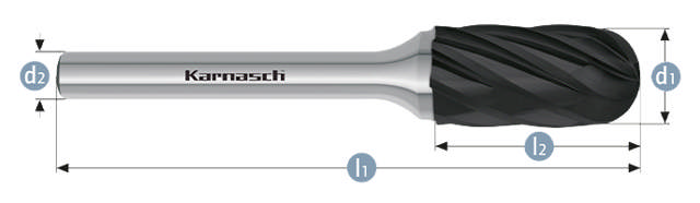 Karnasch HM Rotorfræser Blacktec Form C Ø6x18 HP7 ALU 6mm Skaft