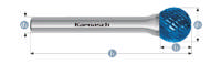 Karnasch HM Rotorfræser Bluetec Form D Ø16x14 HP3 6mm Skaft