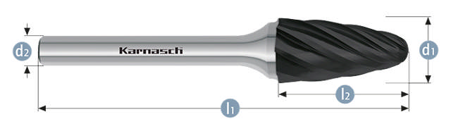 Karnasch HM Rotorfræser Blacktec Form F Ø6x18 HP7 ALU 6mm Skaft
