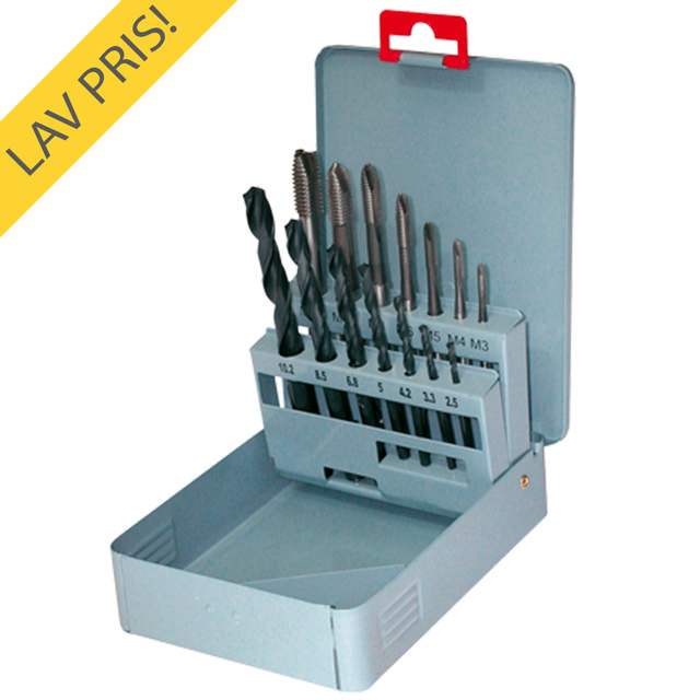 Gertus Spiraltappesæt M3-M12 614/5 Med Gevindbor I Kassette HSSE DIN371/376 Tilbud