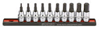 Bit socket set 3/8'', Hex on rail 10-pcs