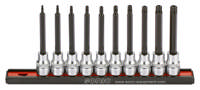 Bit socket set 3/8'', TX tamperproof long on rail 10-pcs