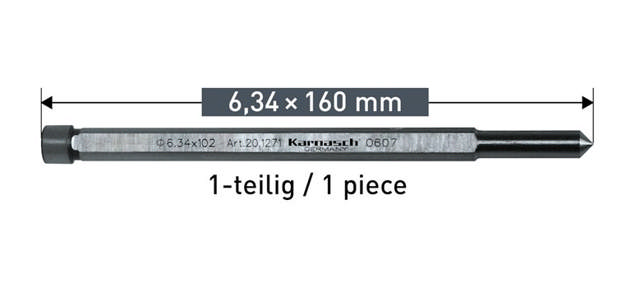 Karnasch Centertap lang 6,34x160mm for Hardline Ø14-17mm (pakke á 2stk.)