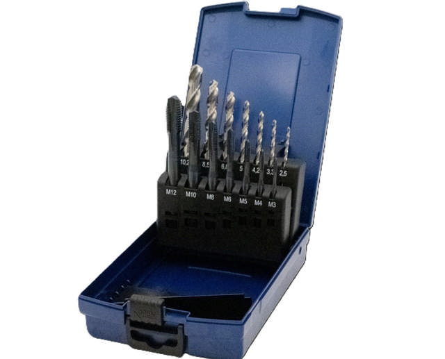 PTG Spånbrydertappesæt M3-M12 610 Blau Vaf m/Gevindbor HSSCo i kassette