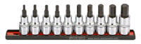 Bit socket hex set on rail 1/2'', 10-pcs