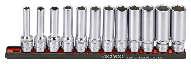 Deep socket set on rail 1/2'', 12pcs