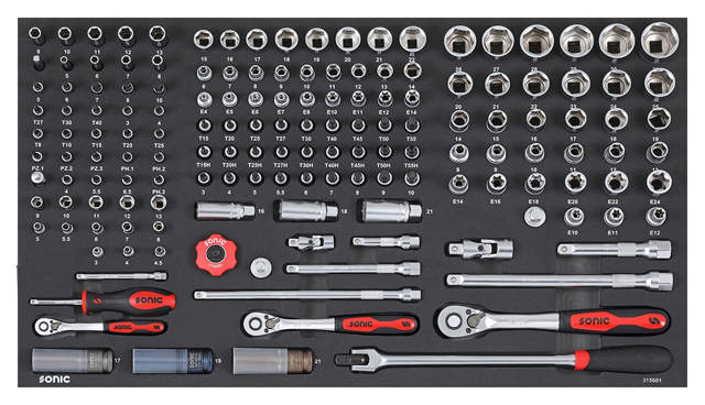 Combination set 1/4'', 3/8'' and 1/2'', SFS 156-pcs