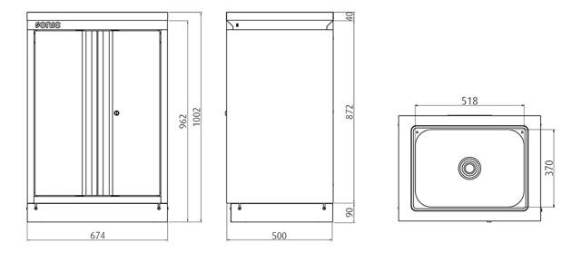 MSS 674mm closet with sink