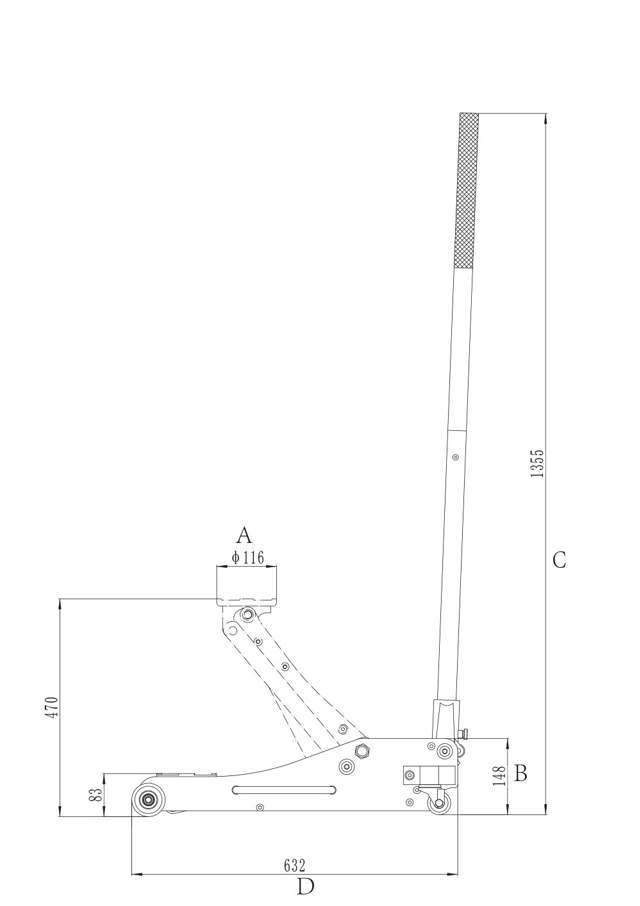 Aluminum jack, 2 Ton