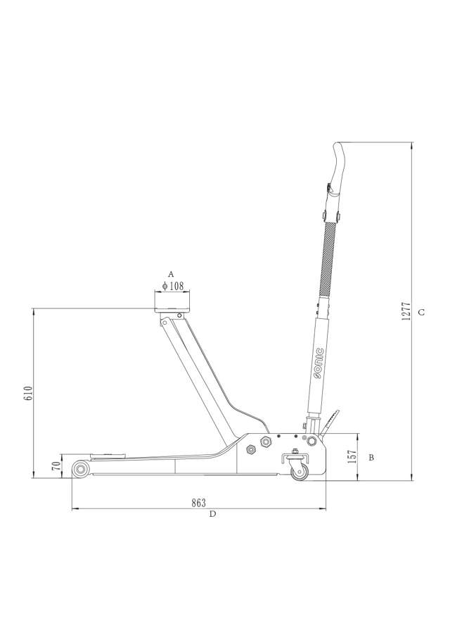 1.5T low profile jack, extra long