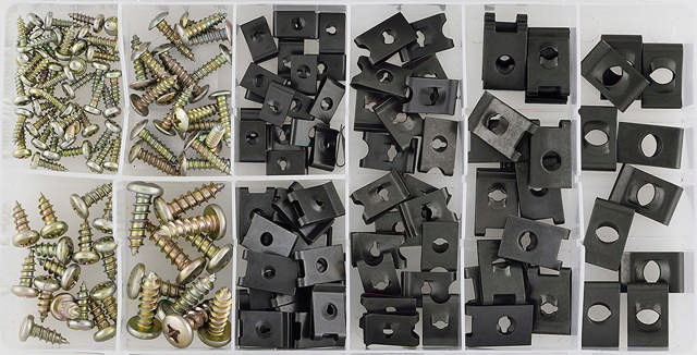 Assortment of body bolts and speed nuts 170pcs
