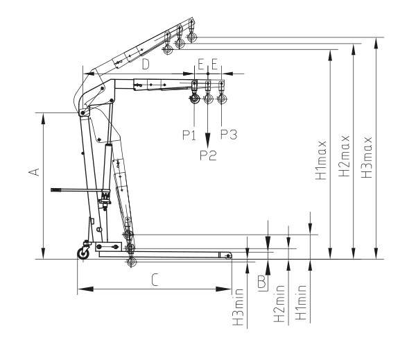 Engine crane foldable, 1 Ton