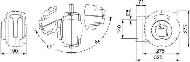 Air hose reel 9 meter, Ø8mm,Max. 10 Bar