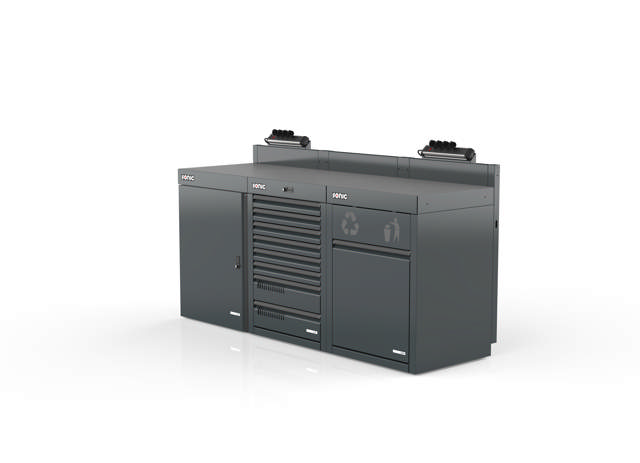 MSS+ composite worktop half height setup