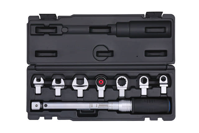 Torque wrench set exchangeble head 9x12 ring+open 4-20N 8-pc