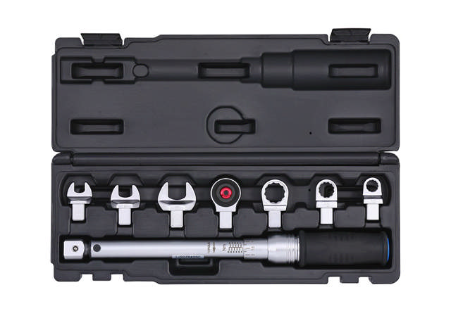 Torque wrench set exchangeble head 9x12 ring+open 12-60N 8-p