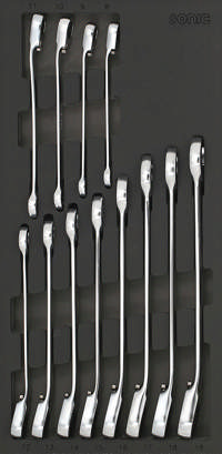 12pt. reversible ratcheting wrench set 1/3 SFS, 12-pcs