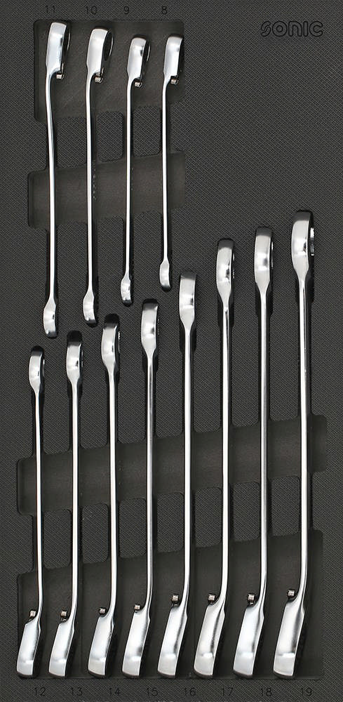 12pt. reversible ratcheting wrench set 1/3 SFS, 12-pcs