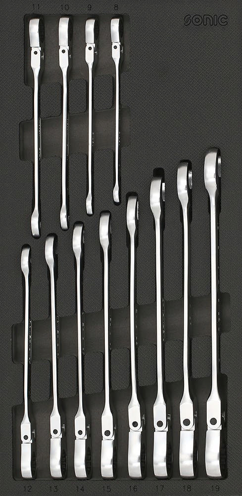 12pt. Flexible ratcheting wrench set SFS 1/3, 12-pcs