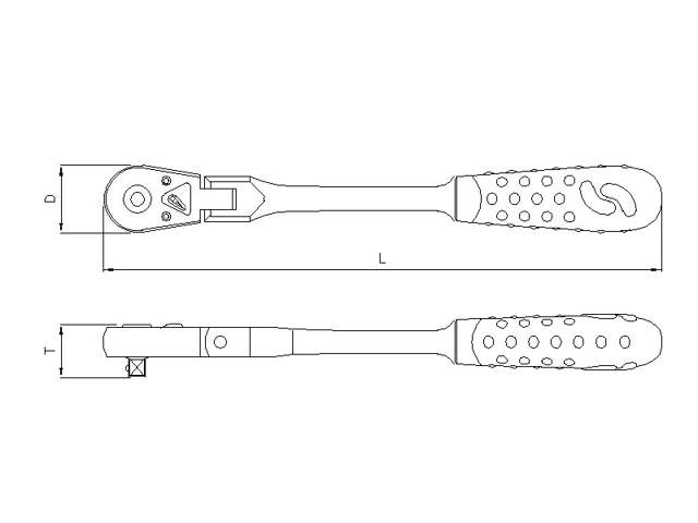 Flexible ratchet 1/2'', 45 teeth 300mmL