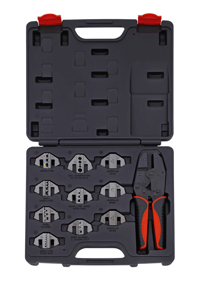 Crimping plier set with exchangeable heads 11-pcs.