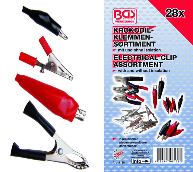 BGS Krokodilleklemmesortiment. 28 dele