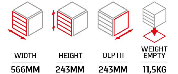 Filled topbox 89 pcs RAL7011 (Motorcycle)