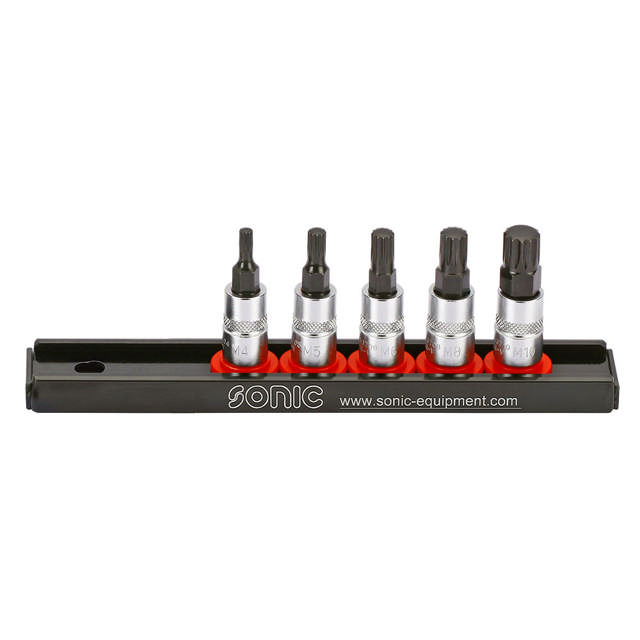 Bit socket set 1/4'', triple square on rail 5-pcs