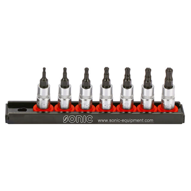 Bit socket set 1/4'', TX with ball end on rail 7-pcs