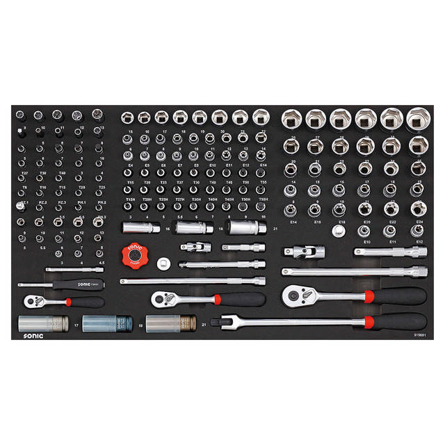 Combination set 1/4'', 3/8'' and 1/2'', SFS 156-pcs