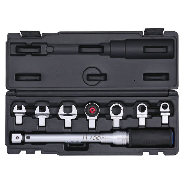 Torque wrench set exchangeble head 9x12 ring+open 12-60N 8-p