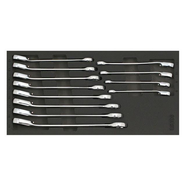 12pt. reversible ratcheting wrench set 1/3 SFS, 12-pcs