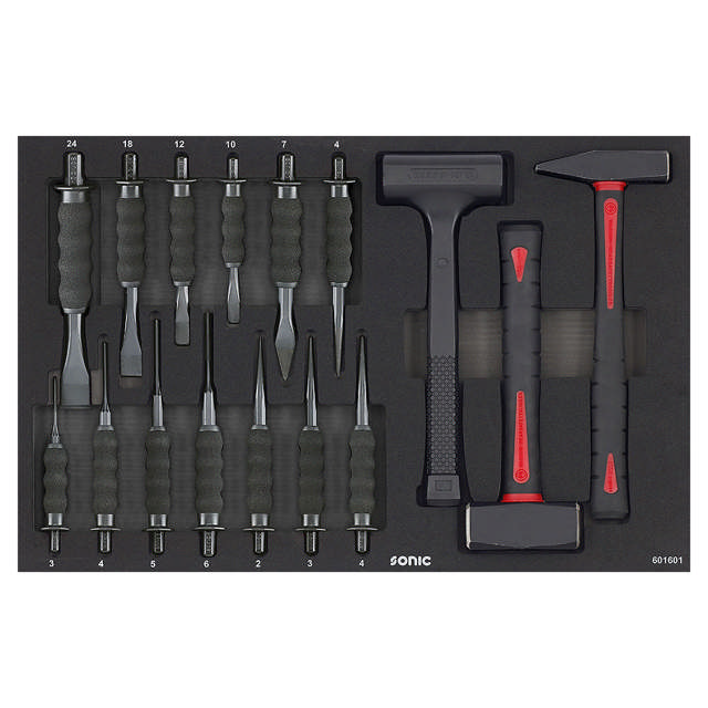 Chisel & hammer set, SFS, 16-pcs