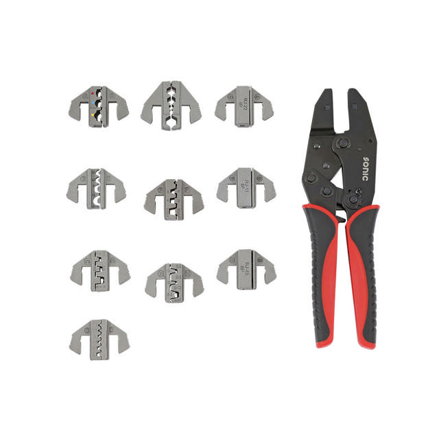 Crimping plier set with exchangeable heads 11-pcs.