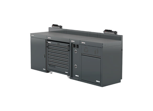 MSS+ composite worktop half height setup