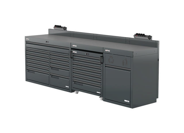 MSS+ composite worktop half height setup